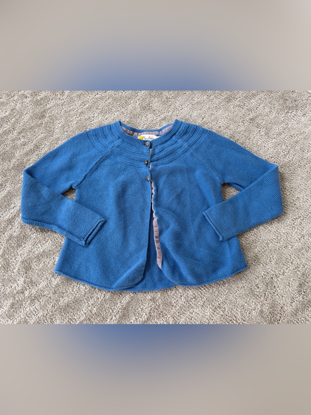 Mini Boden Cashmere Blend Cardigan in Blue Size 6-7 Years Cotton Button Up - Picture 2 of 15